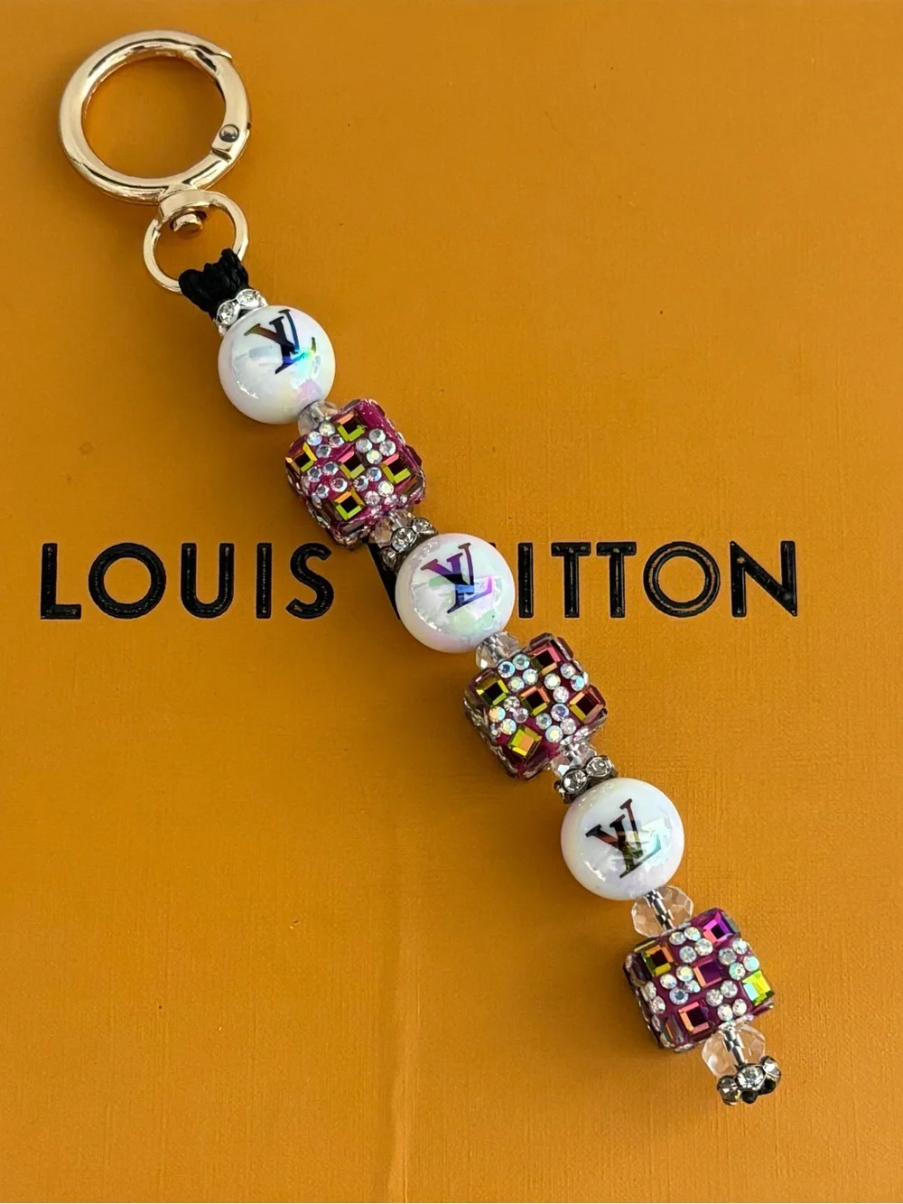 Louis Vuitton Rhinestone Cubed Bag Charm, 6.5 inches